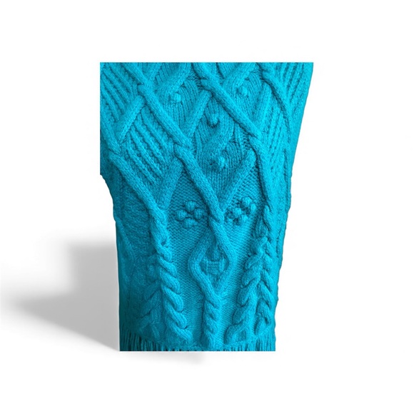 Zara Teal Knit Turtleneck Fringe Sweater Vest Sz-Medium - Picture 5 of 6